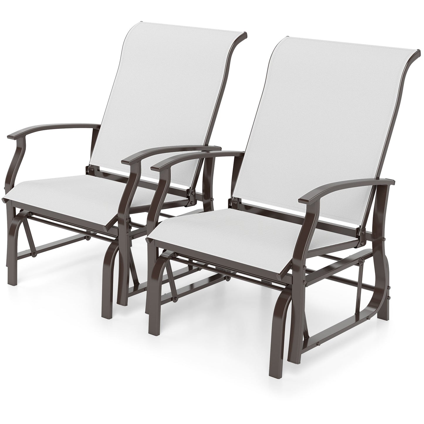 Outdoor Glider Chairs Set of 2 with Ergonomic Backrest