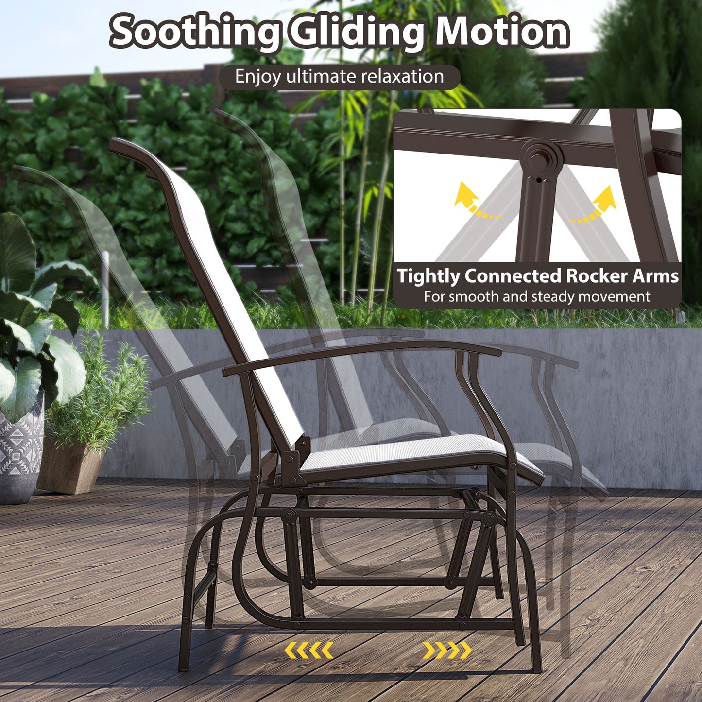 Outdoor Glider Chairs Set of 2 with Ergonomic Backrest