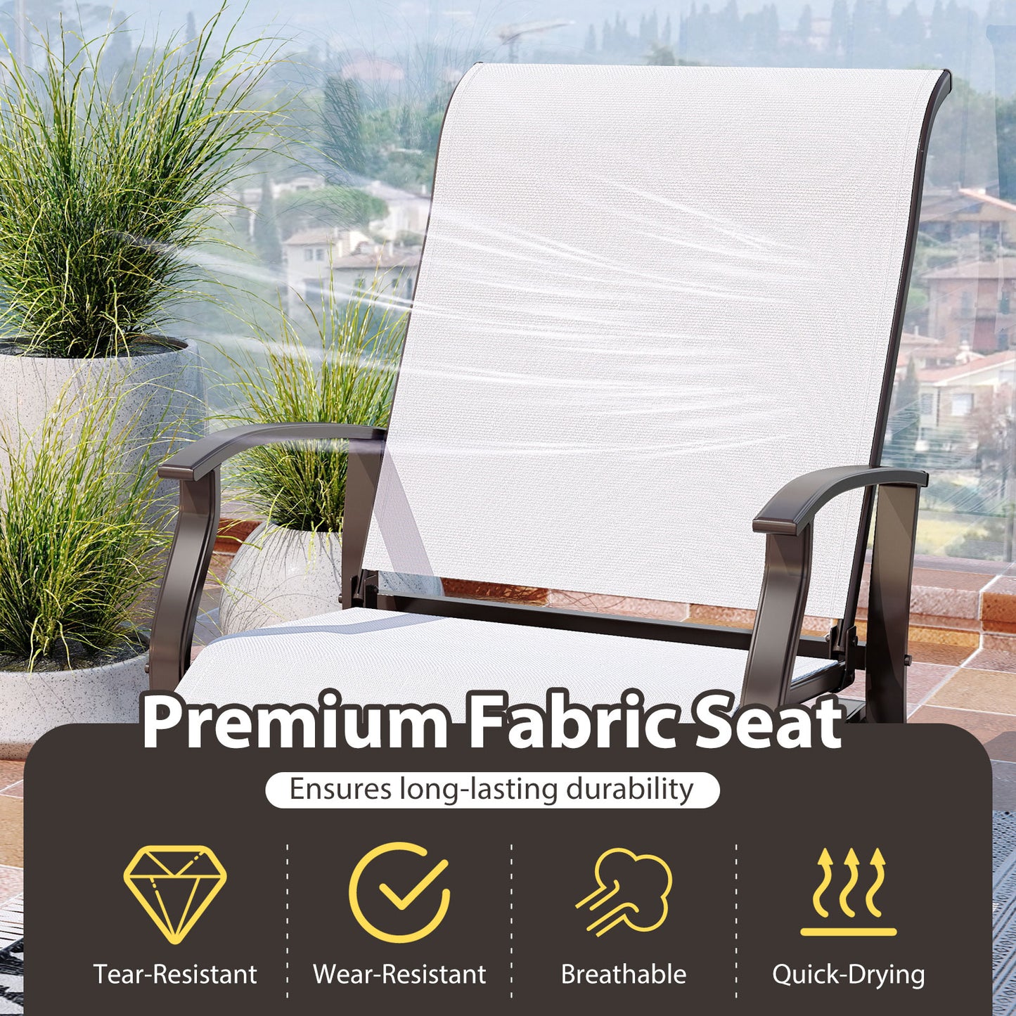 Outdoor Glider Chairs Set of 2 with Ergonomic Backrest