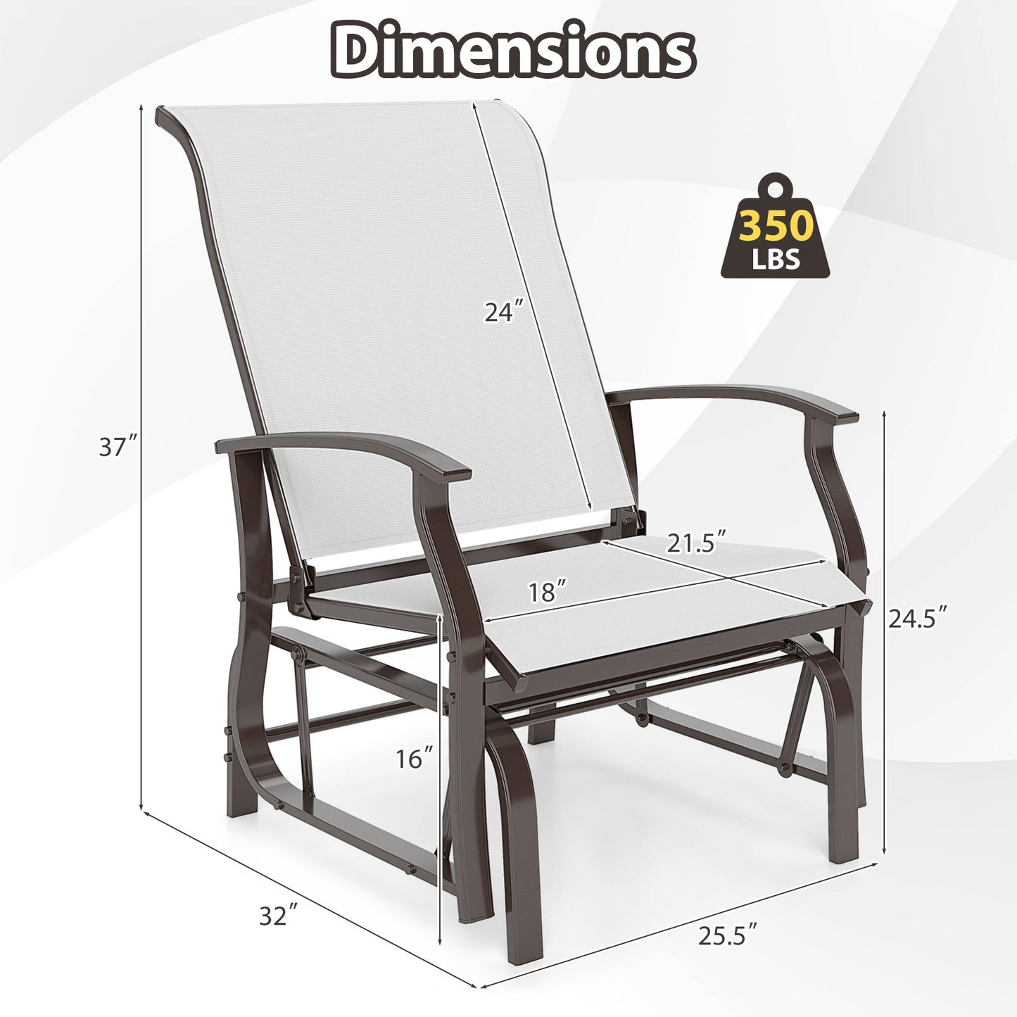Outdoor Glider Chairs Set of 2 with Ergonomic Backrest