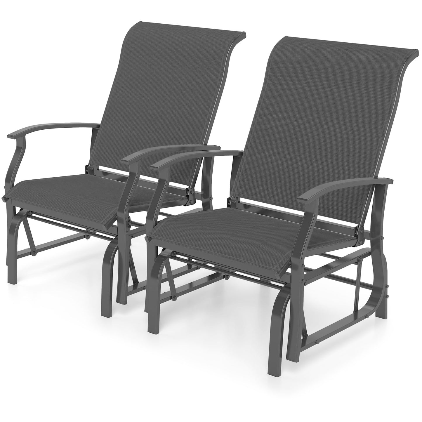 Outdoor Glider Chairs Set of 2 with Ergonomic Backrest