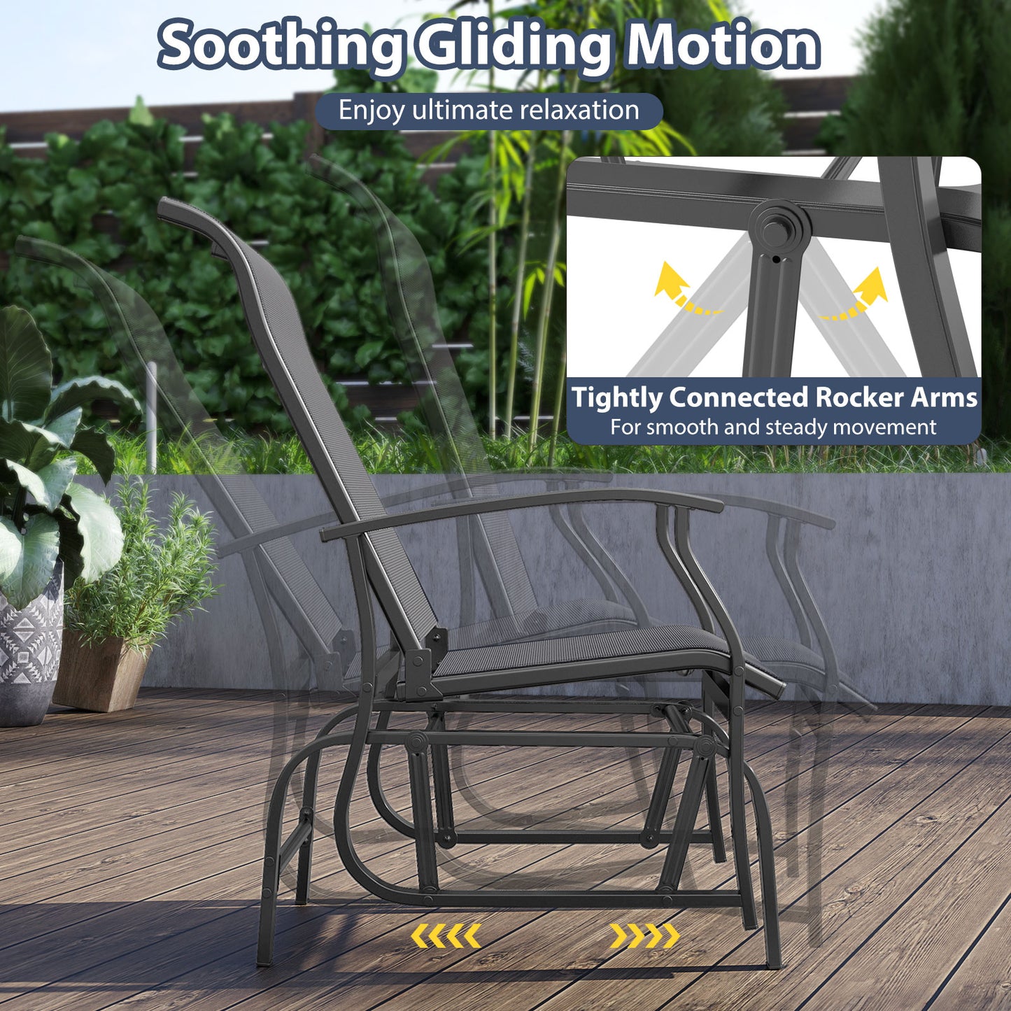 Outdoor Glider Chairs Set of 2 with Ergonomic Backrest