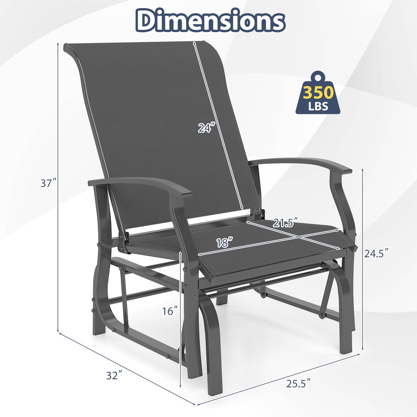 Outdoor Glider Chairs Set of 2 with Ergonomic Backrest