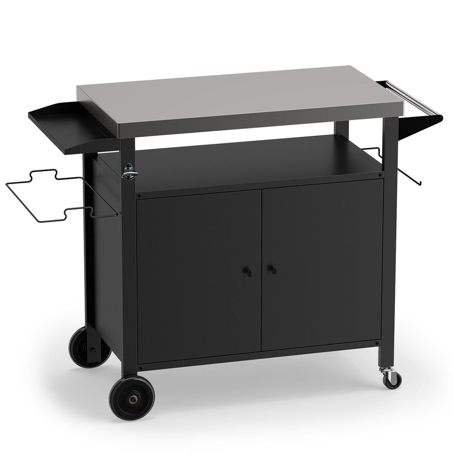 Outdoor Grill Cart with Stainless Steel Top & Storage Cabinet