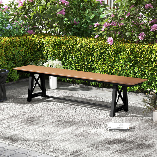 Outdoor HDPE Bench with Metal Frame - 72 Inch, 3-4 Person