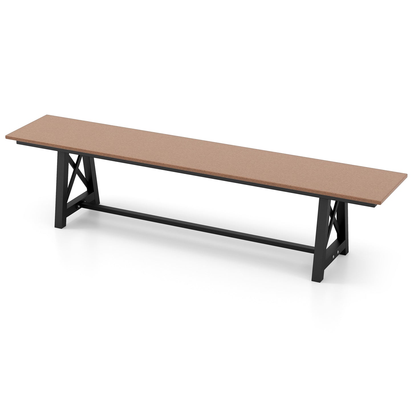 Outdoor HDPE Bench with Metal Frame - 72 Inch, 3-4 Person