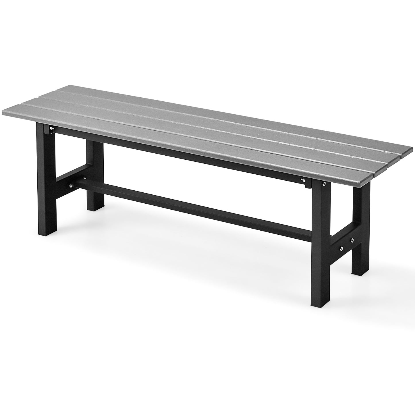 47-Inch Outdoor Bench with Slatted Seat and Metal Frame