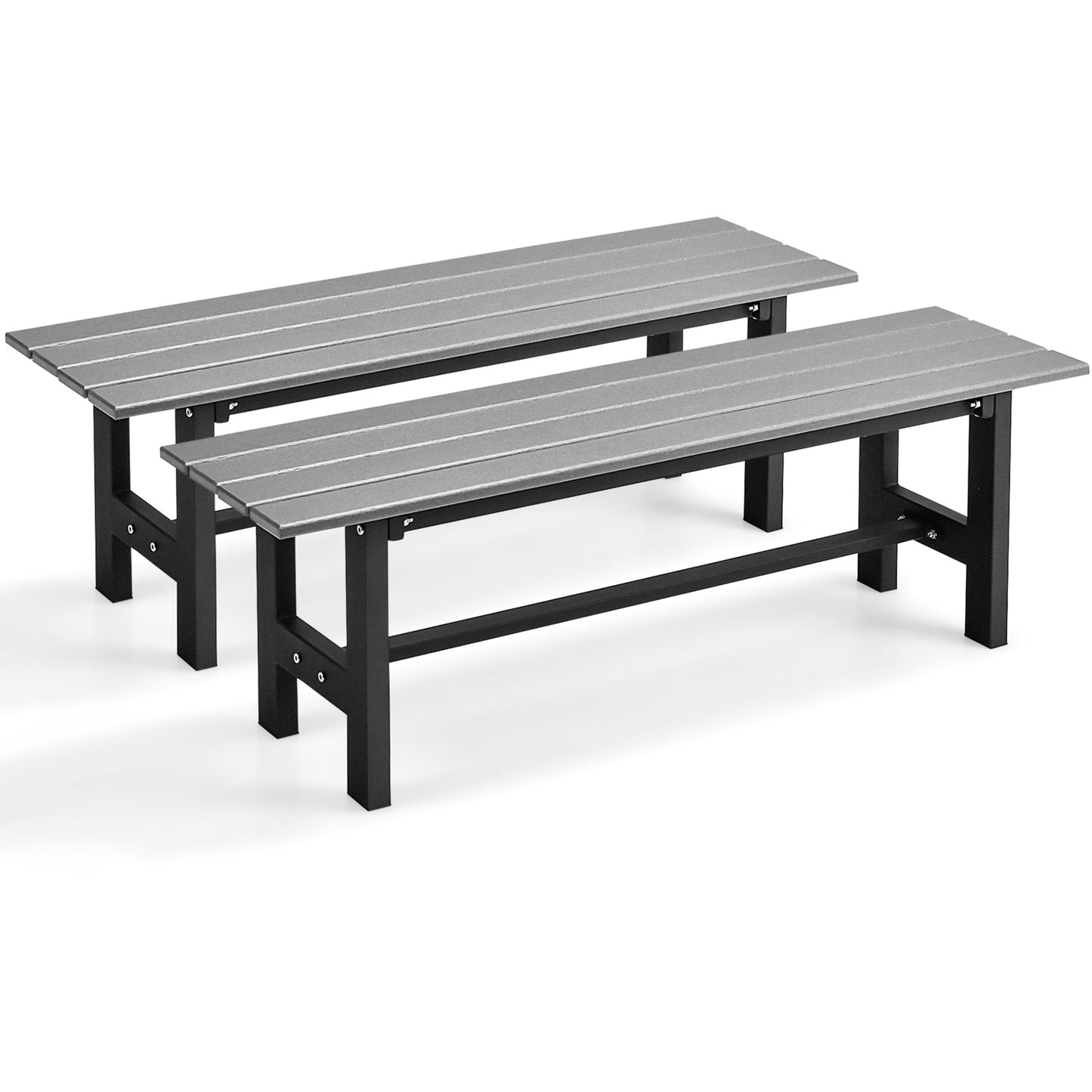 47-Inch Outdoor Bench with Slatted Seat and Metal Frame