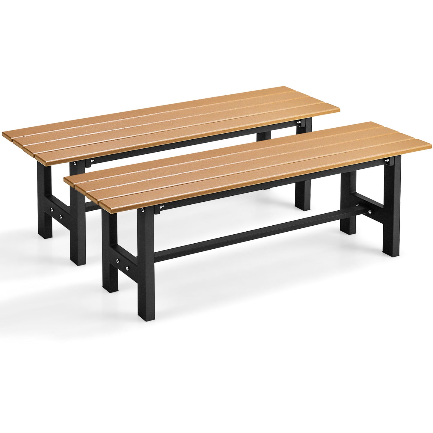 47-Inch Outdoor Bench with Slatted Seat and Metal Frame
