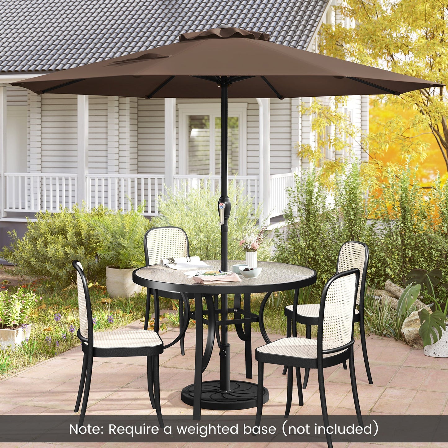 Outdoor Heavy Duty Market Umbrella with Crank Handle and 8 Sturdy Ribs