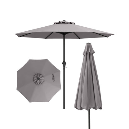 Outdoor Heavy Duty Market Umbrella with Crank Handle and 8 Sturdy Ribs