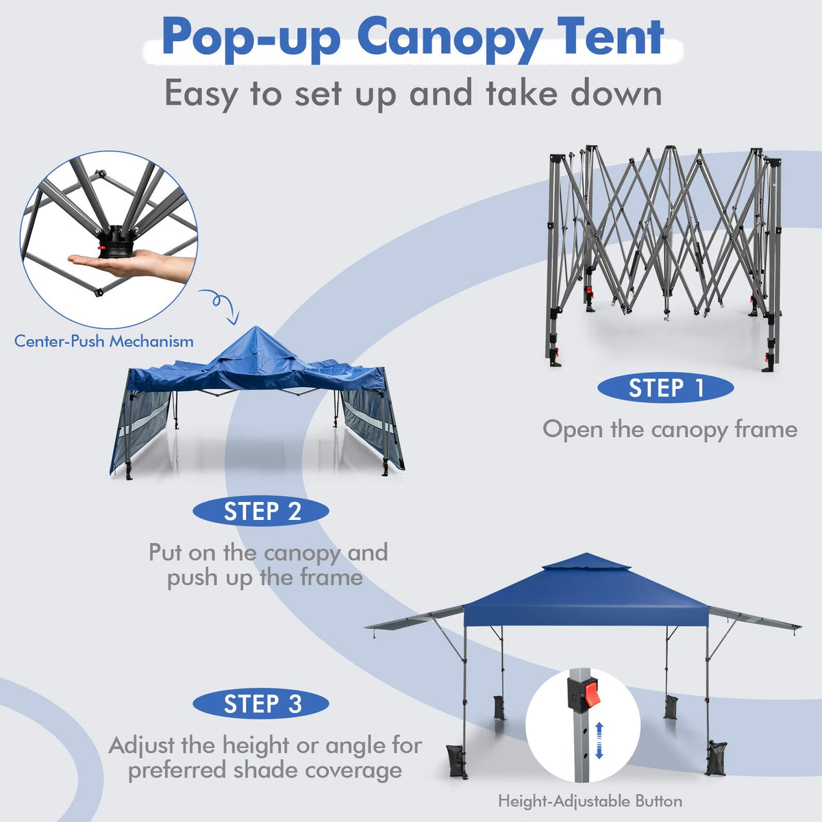 10 x 17.6 Feet Outdoor Instant Pop-up Canopy Tent with Dual Half Awnings