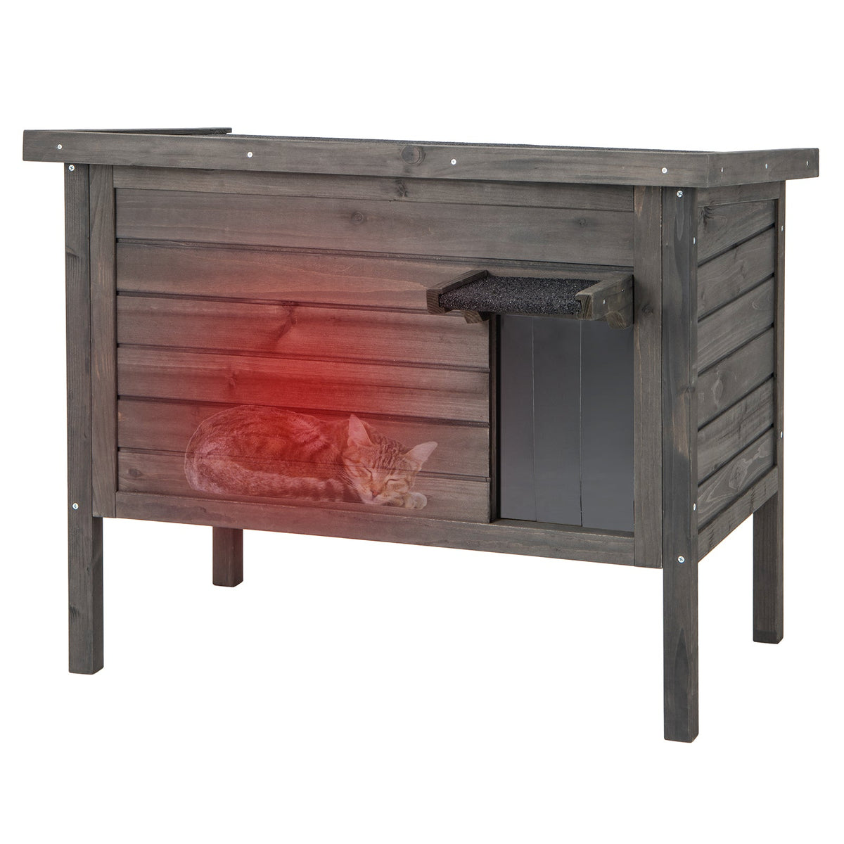Outdoor Insulated Cat House with All-Round Foam Insulated for Winter-Gray