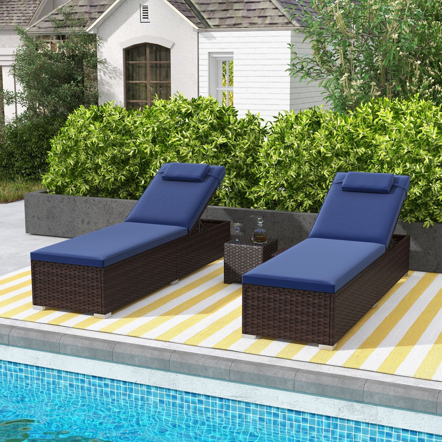 Outdoor Chaise Lounge with 6-Level Adjustable Backrest