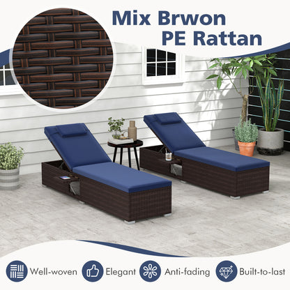 Outdoor Chaise Lounge with 6-Level Adjustable Backrest
