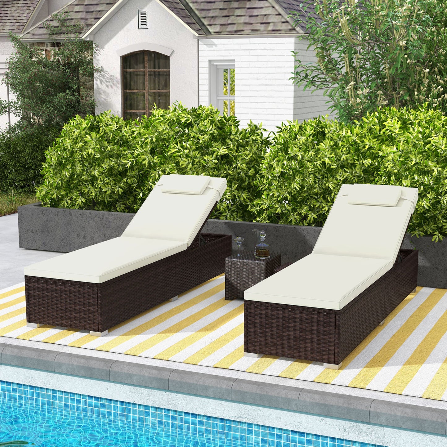 Outdoor Chaise Lounge with 6-Level Adjustable Backrest