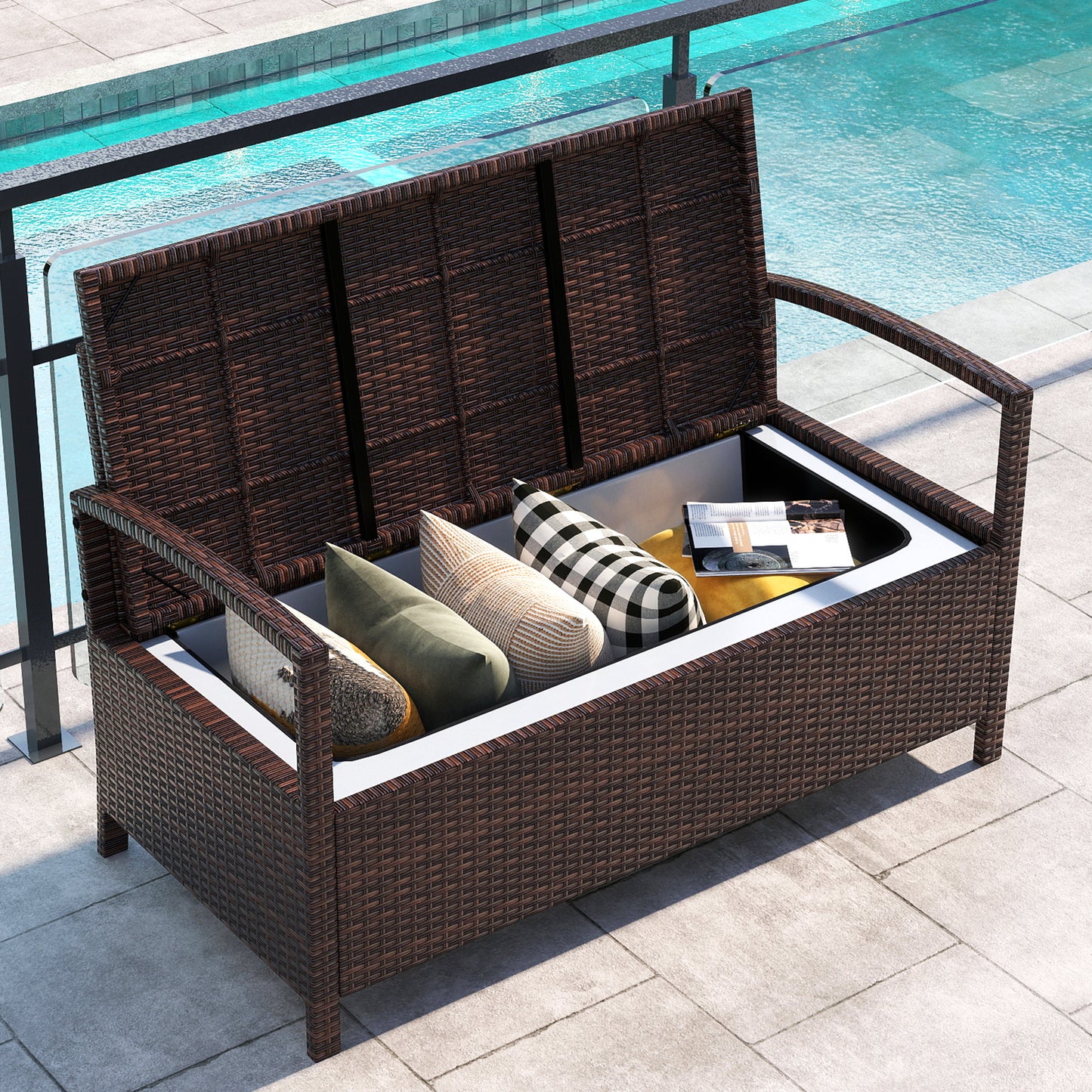 Outdoor Storage Bench 2-Seater with 42 Gallon Deck Box