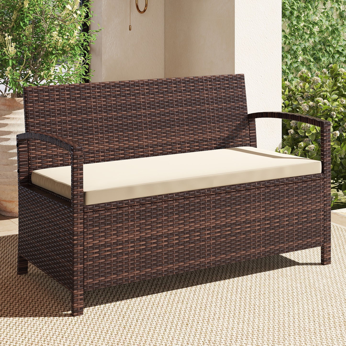 Outdoor Storage Bench 2-Seater with 42 Gallon Deck Box