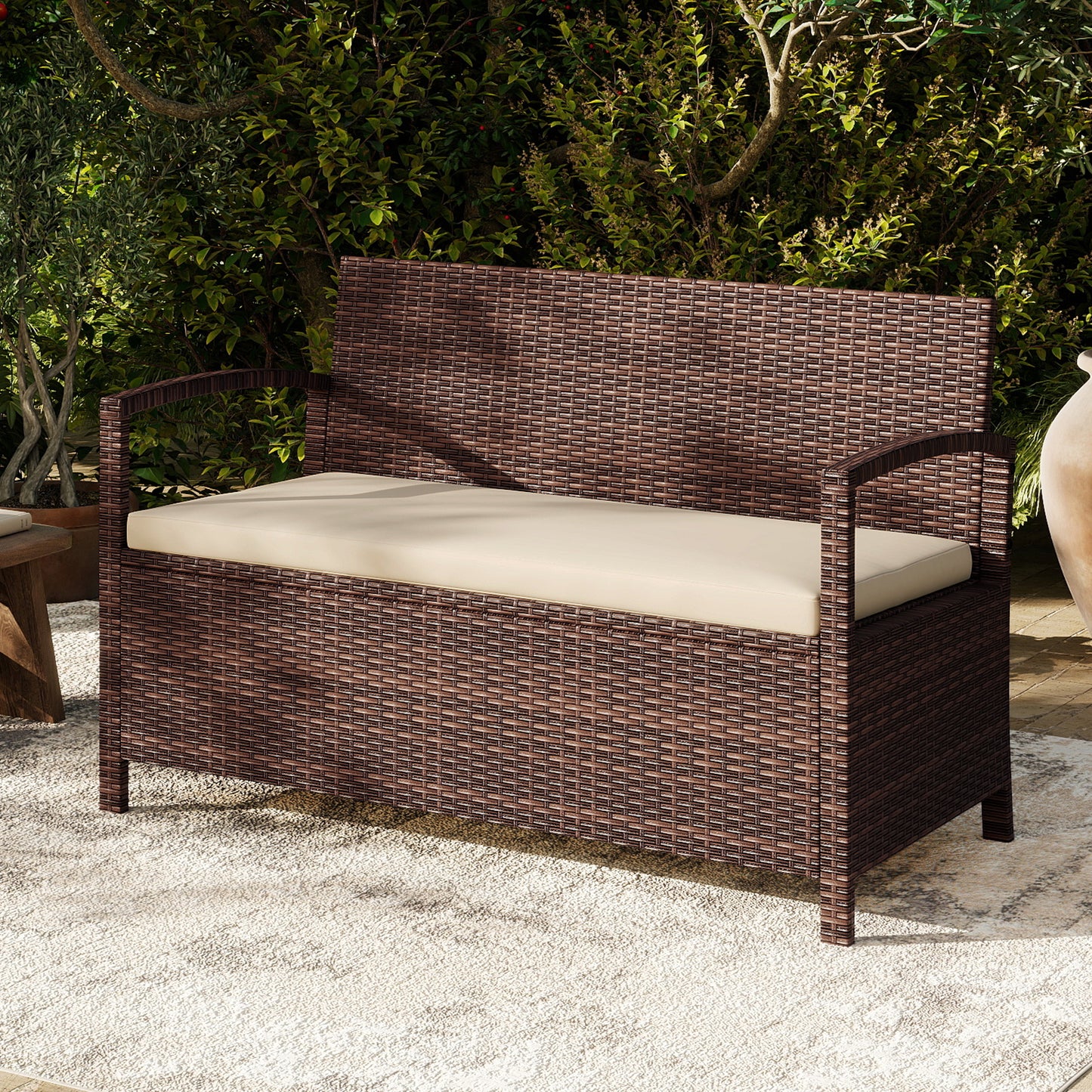 Outdoor Storage Bench 2-Seater with 42 Gallon Deck Box