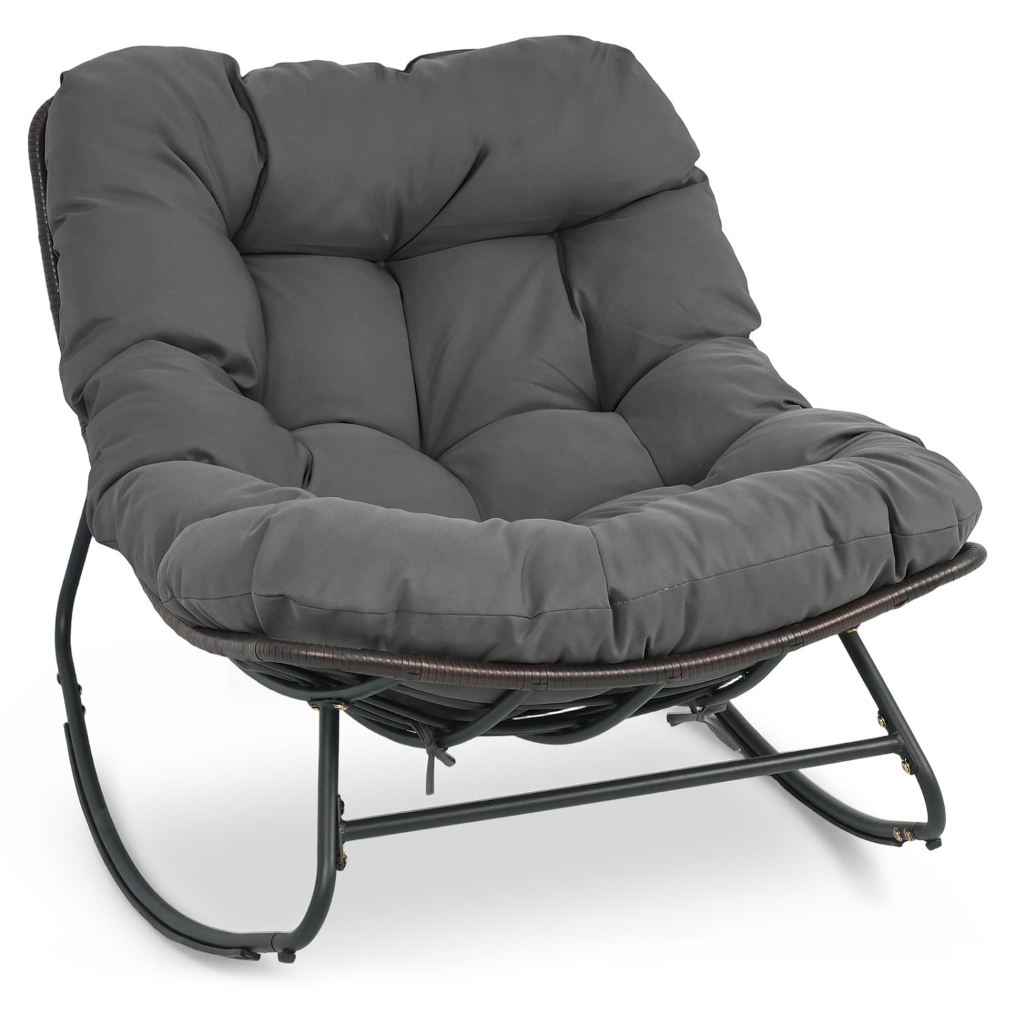 Papasan Rocking Chair with Thick Cushion - Outdoor Wicker