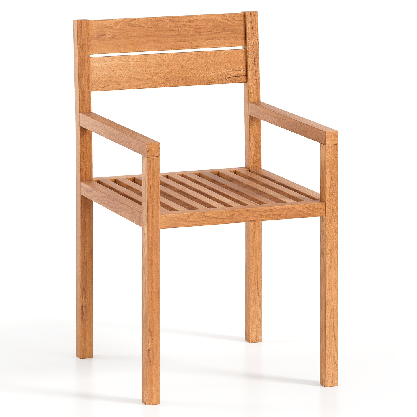 Teak Wood Patio Dining Armchair with Inclined Backrest