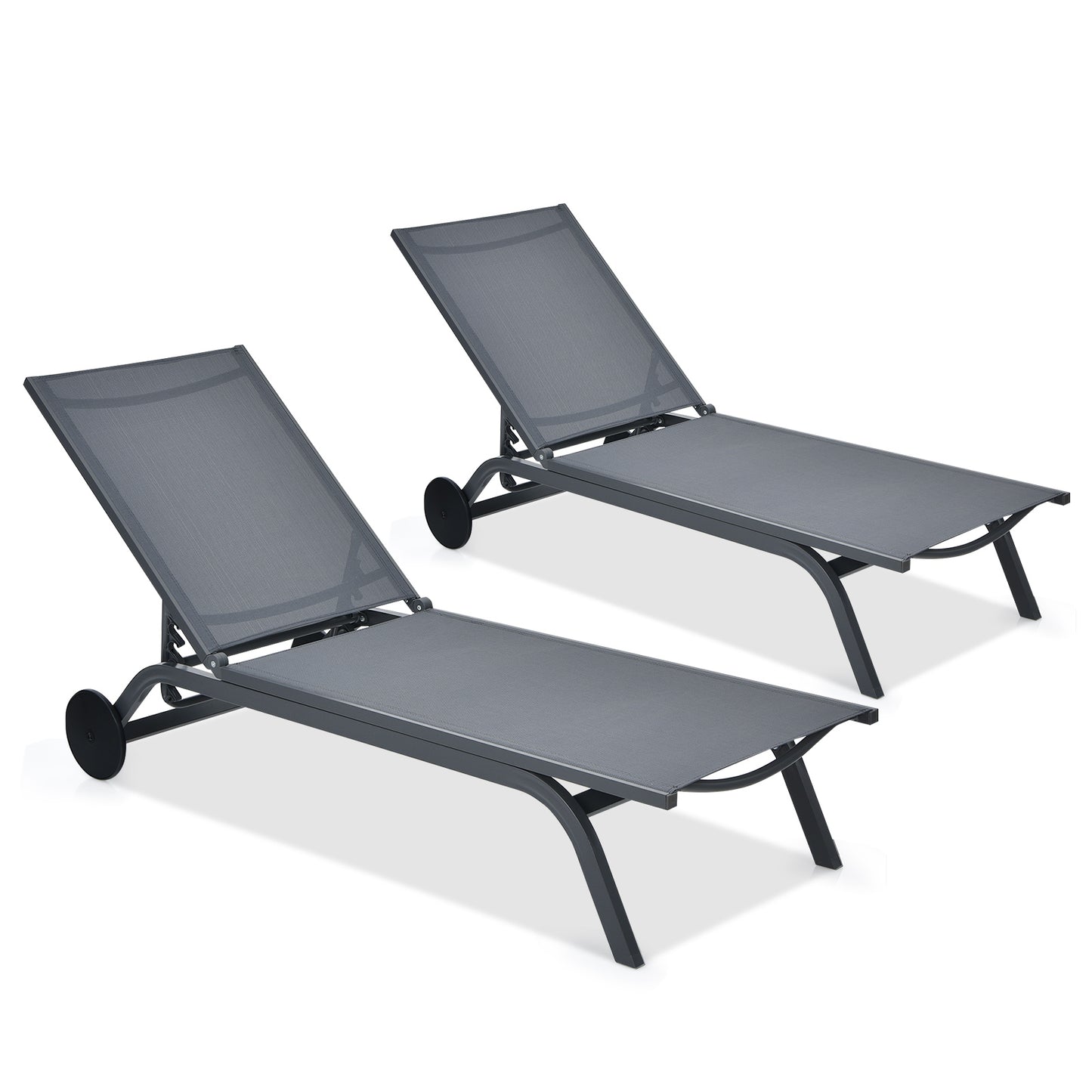 Adjustable Outdoor Chaise Lounge Chair with Wheels