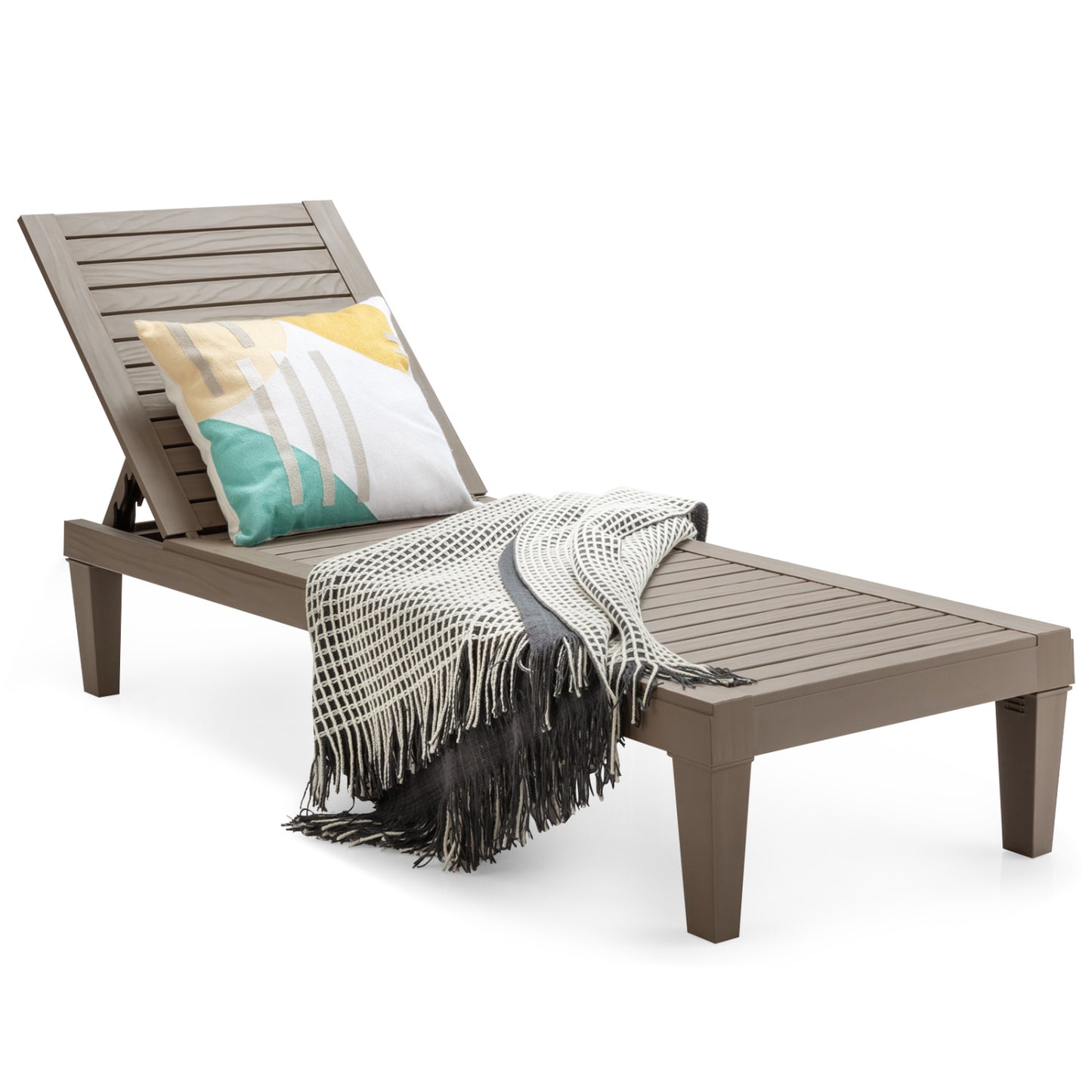 Adjustable Outdoor Chaise Lounge Chair with 5-Position Backrest