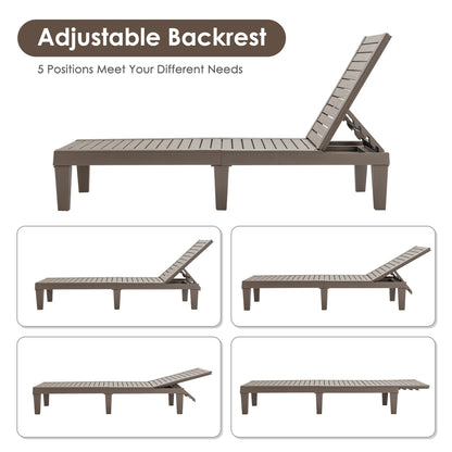 Adjustable Outdoor Chaise Lounge Chair with 5-Position Backrest