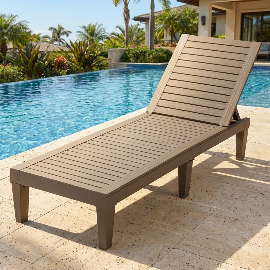 Adjustable Outdoor Chaise Lounge Chair with 5-Position Backrest