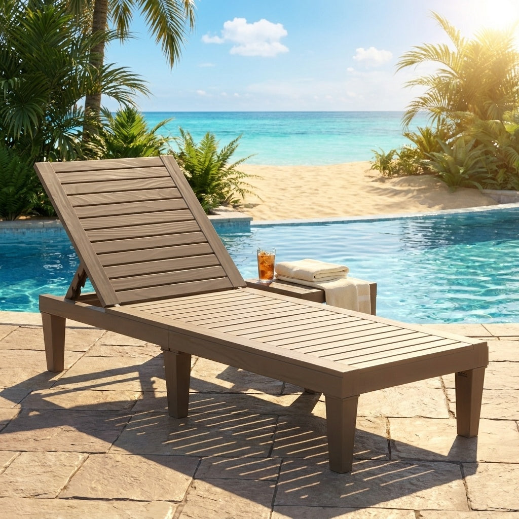 Adjustable Outdoor Chaise Lounge Chair with 5-Position Backrest