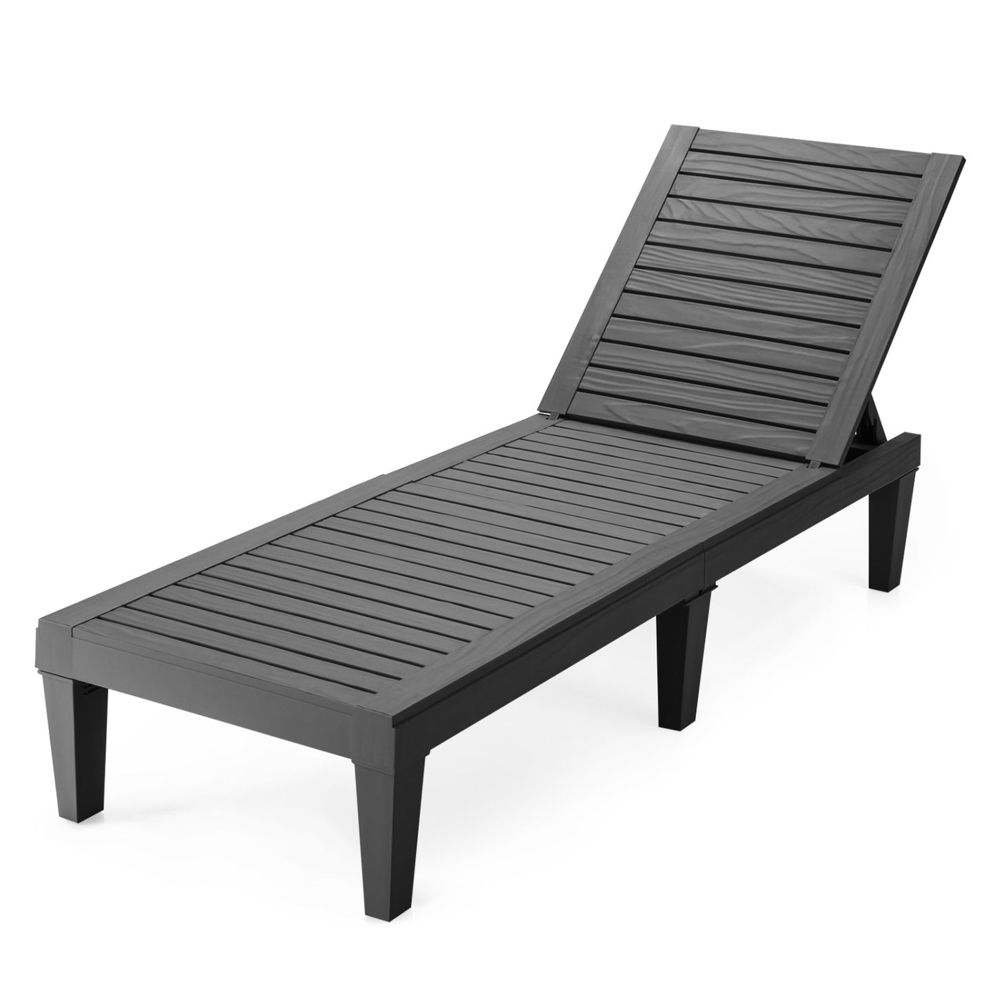 Adjustable Outdoor Chaise Lounge Chair with 5-Position Backrest