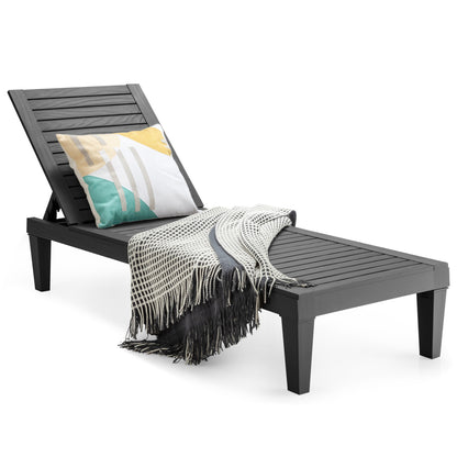 Adjustable Outdoor Chaise Lounge Chair with 5-Position Backrest