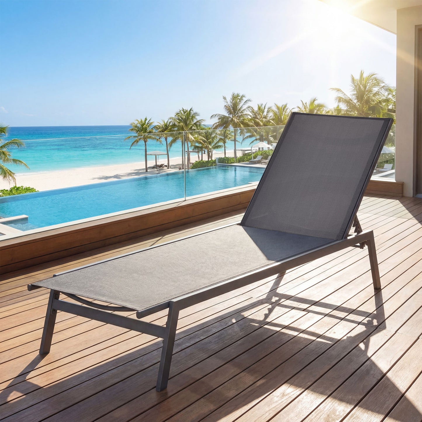 6-Position Adjustable Outdoor Chaise Lounge Chair