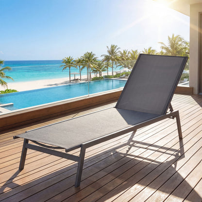 6-Position Adjustable Outdoor Chaise Lounge Chair