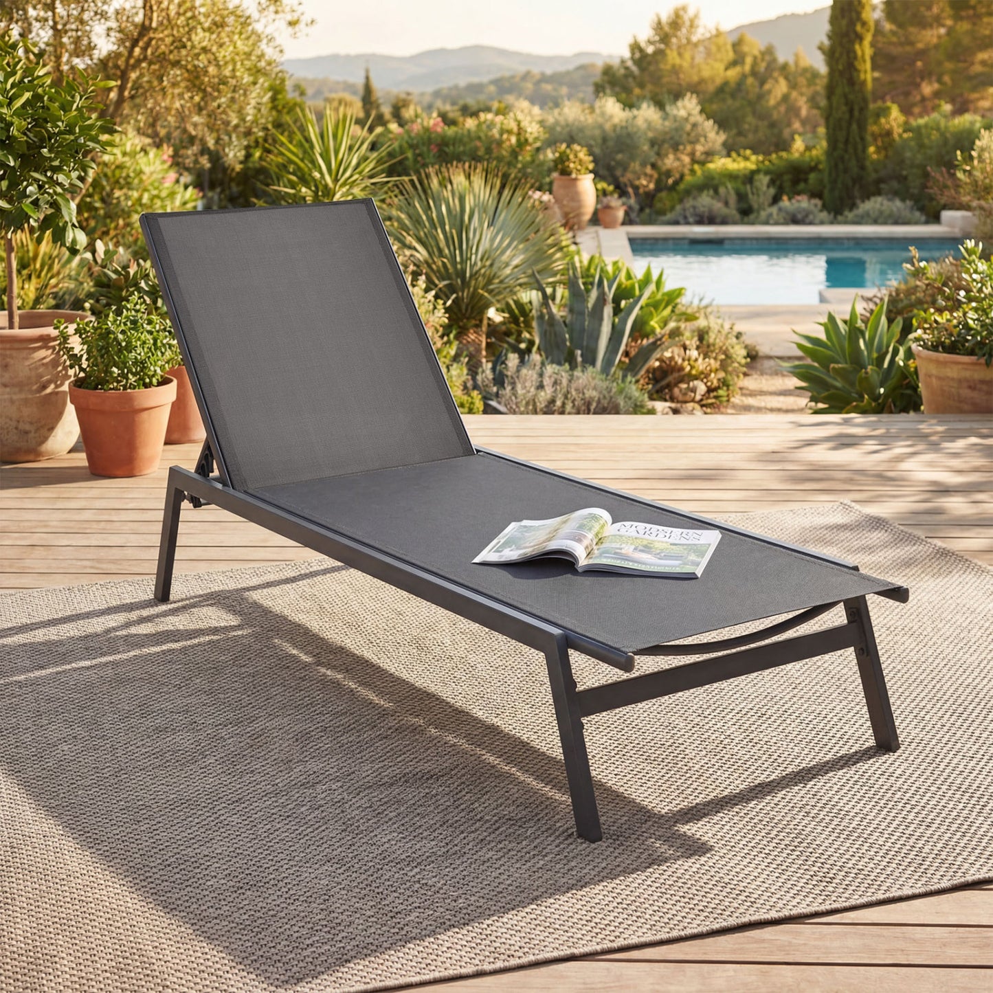 6-Position Adjustable Outdoor Chaise Lounge Chair