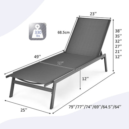 6-Position Adjustable Outdoor Chaise Lounge Chair
