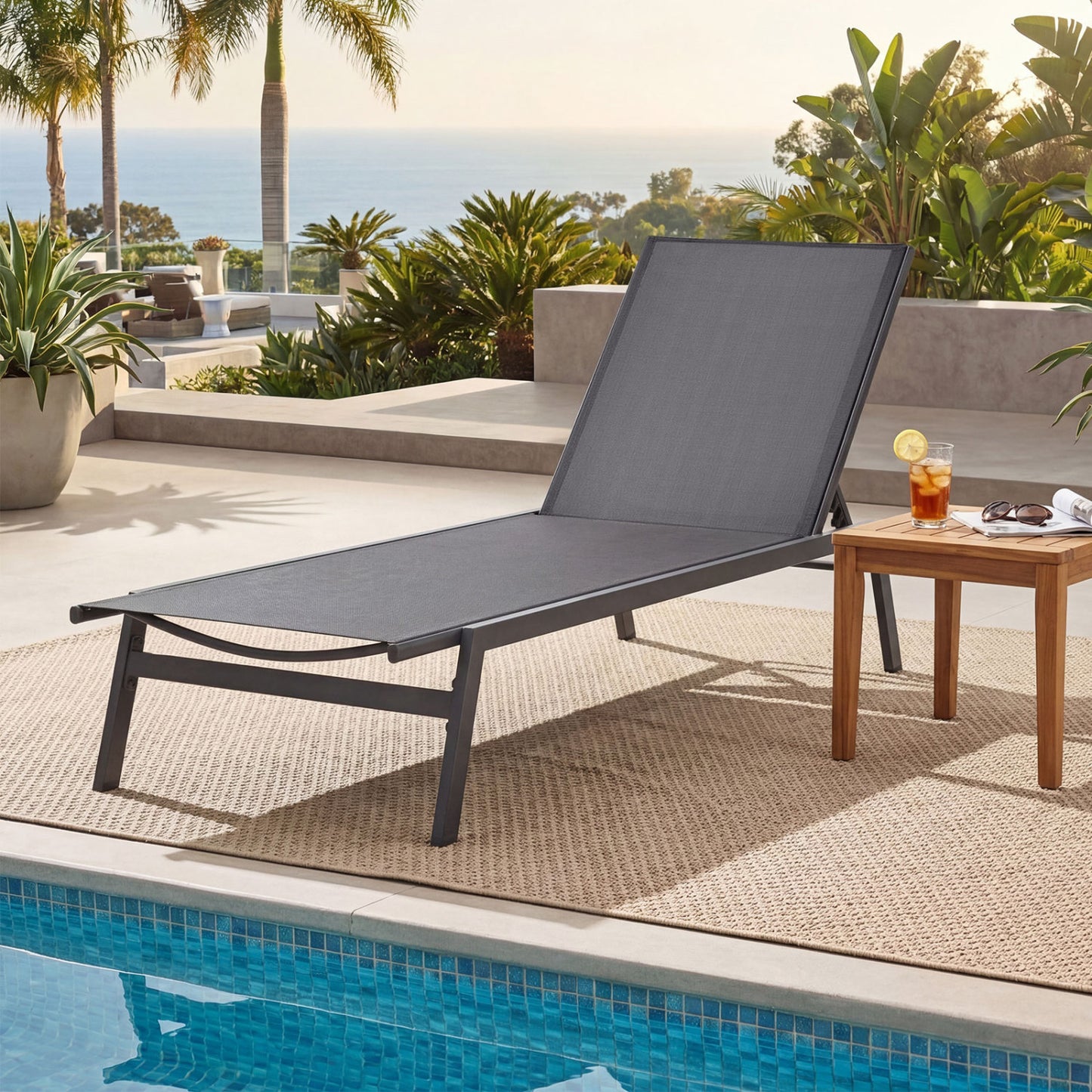 6-Position Adjustable Outdoor Chaise Lounge Chair
