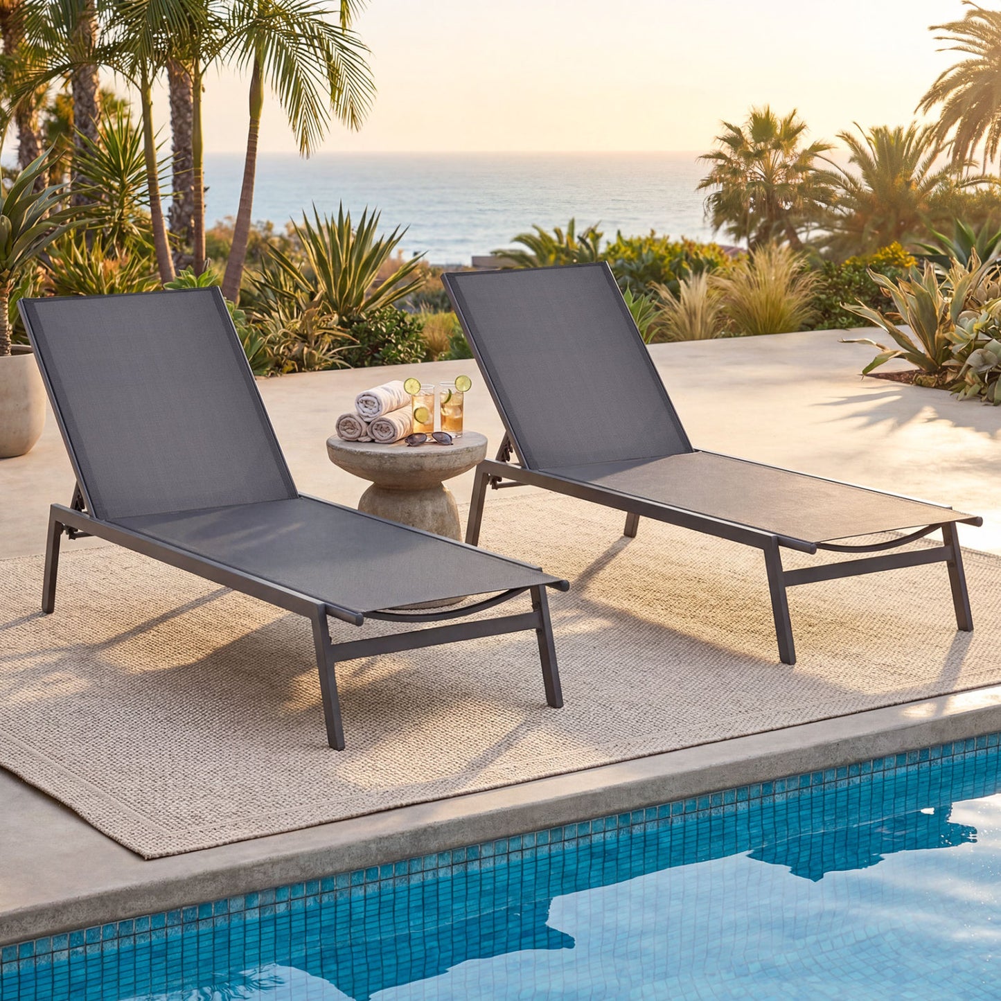 6-Position Adjustable Outdoor Chaise Lounge Chair