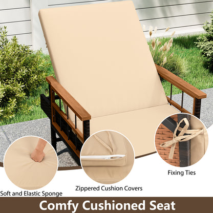 Outdoor Reclining Chaise Lounge with 4-Position Adjustable Backrest
