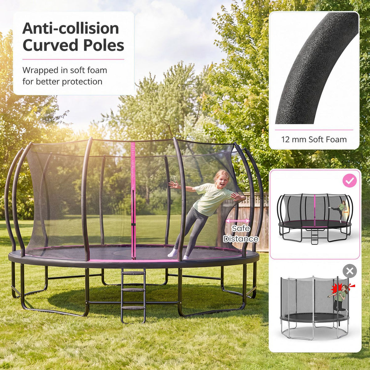 Outdoor Recreational Trampoline Giant Round Rebounder with Enclosure Net