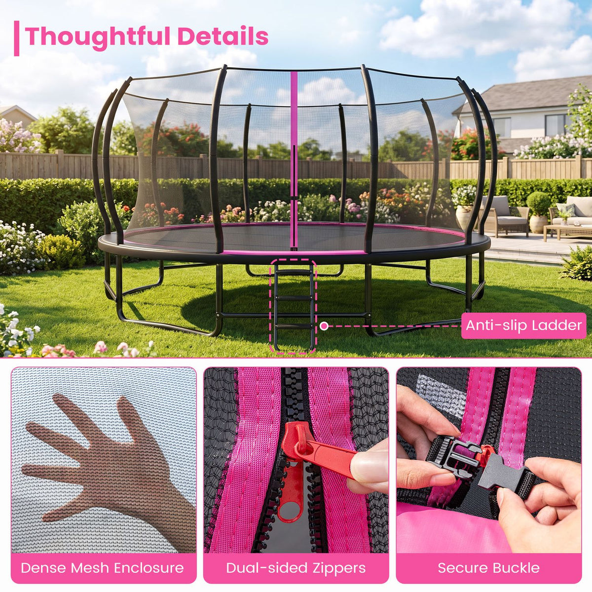 Outdoor Recreational Trampoline Giant Round Rebounder with Enclosure Net