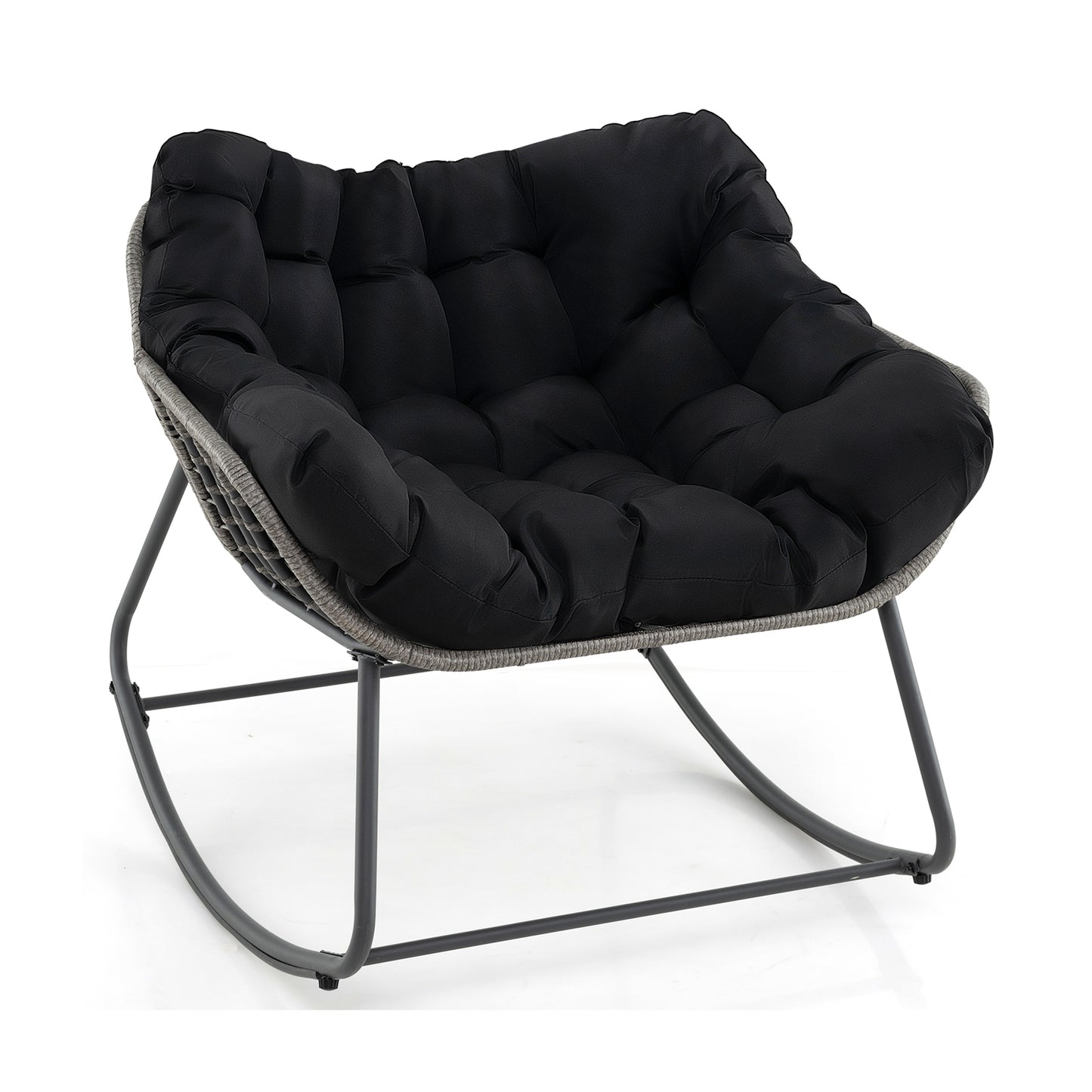 Oversized Rocking Egg Chair with Cushion - PE Wicker Outdoor