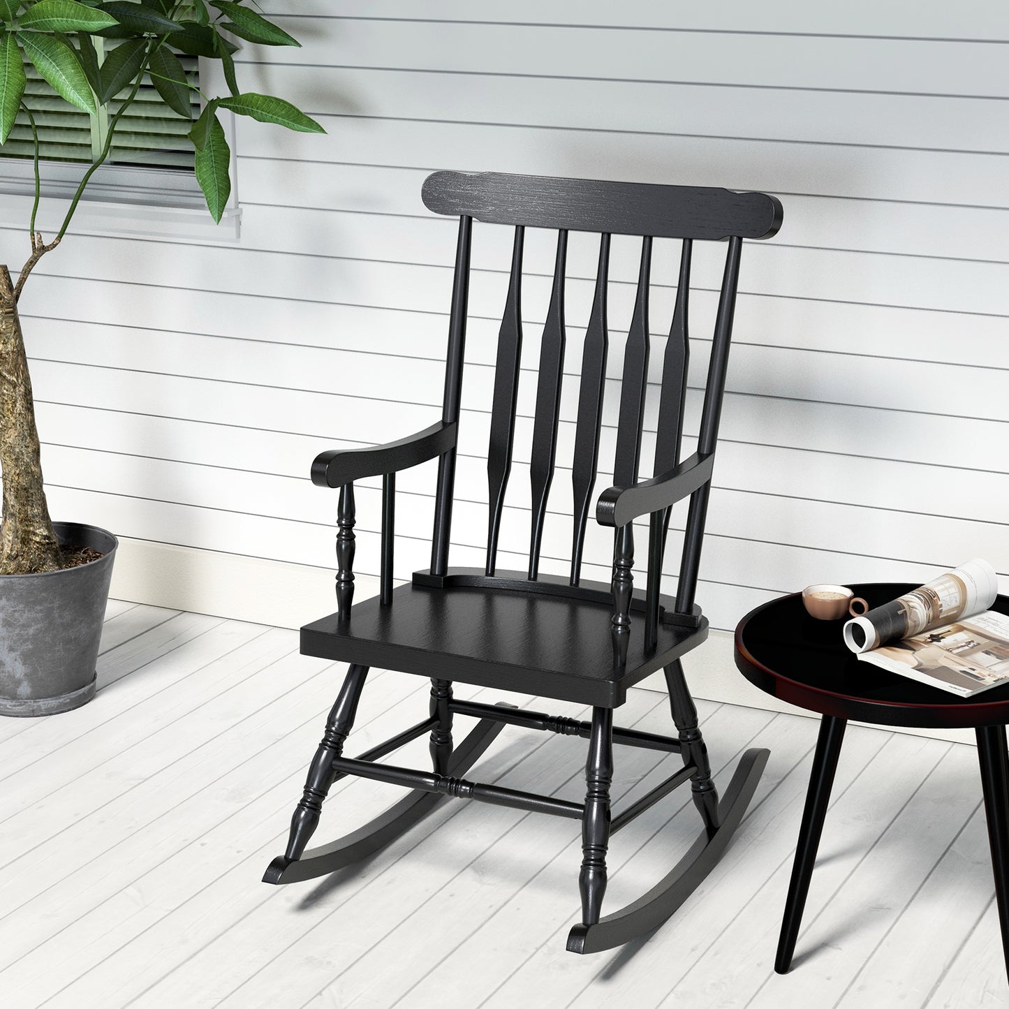 Solid Wood Rocking Chair for Patio and Garden