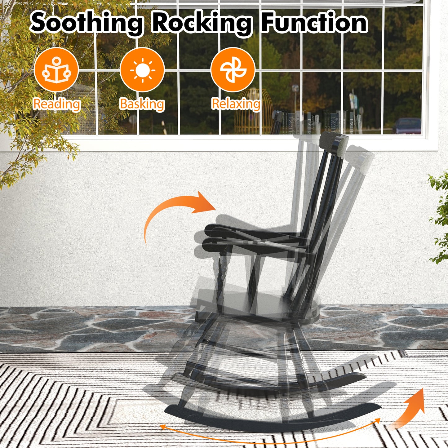 Solid Wood Rocking Chair for Patio and Garden
