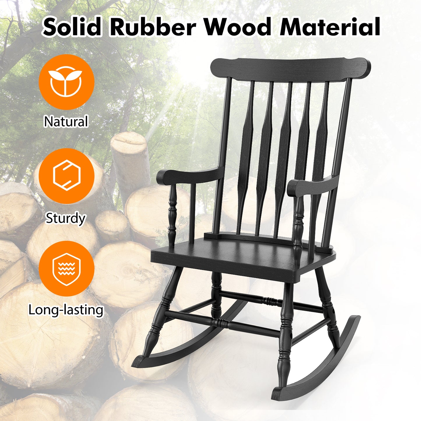Solid Wood Rocking Chair for Patio and Garden