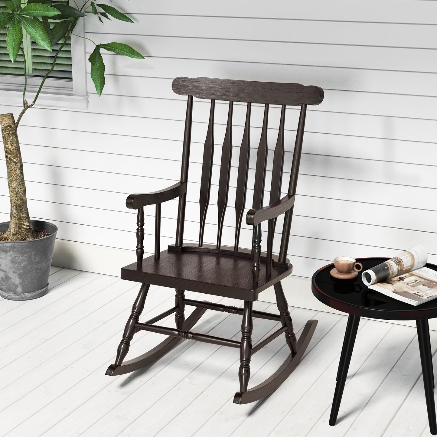 Solid Wood Rocking Chair for Patio and Garden
