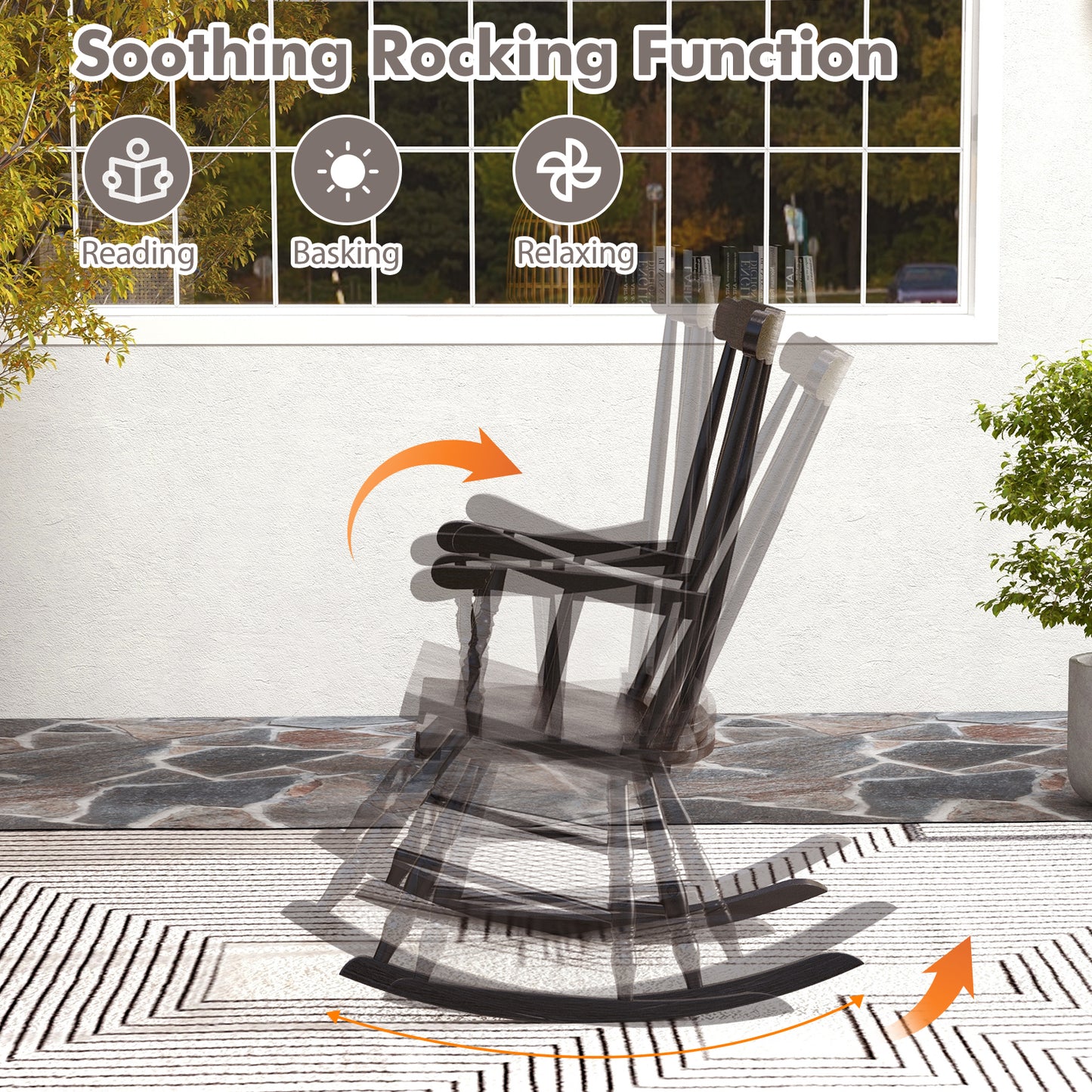 Solid Wood Rocking Chair for Patio and Garden