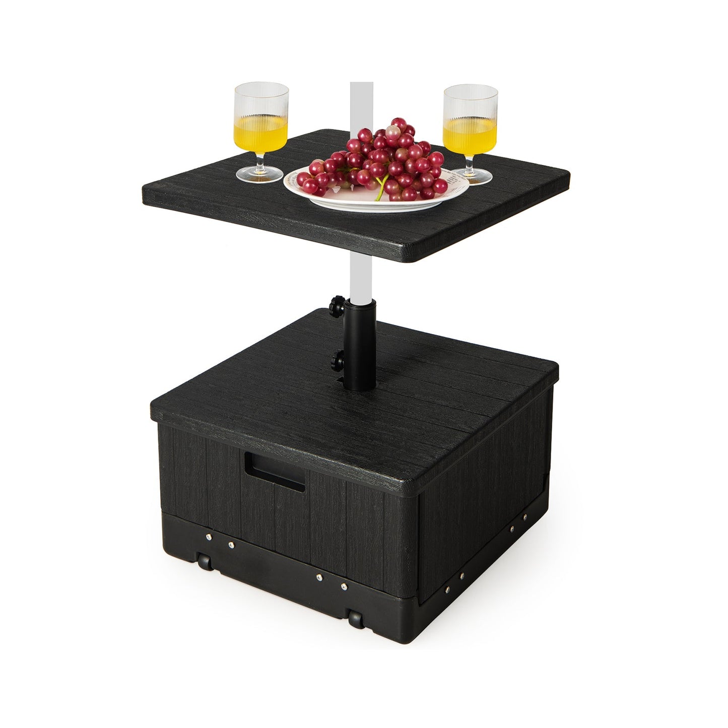 175 LBS Outdoor Fillable Umbrella Base with Table Tray-Brown