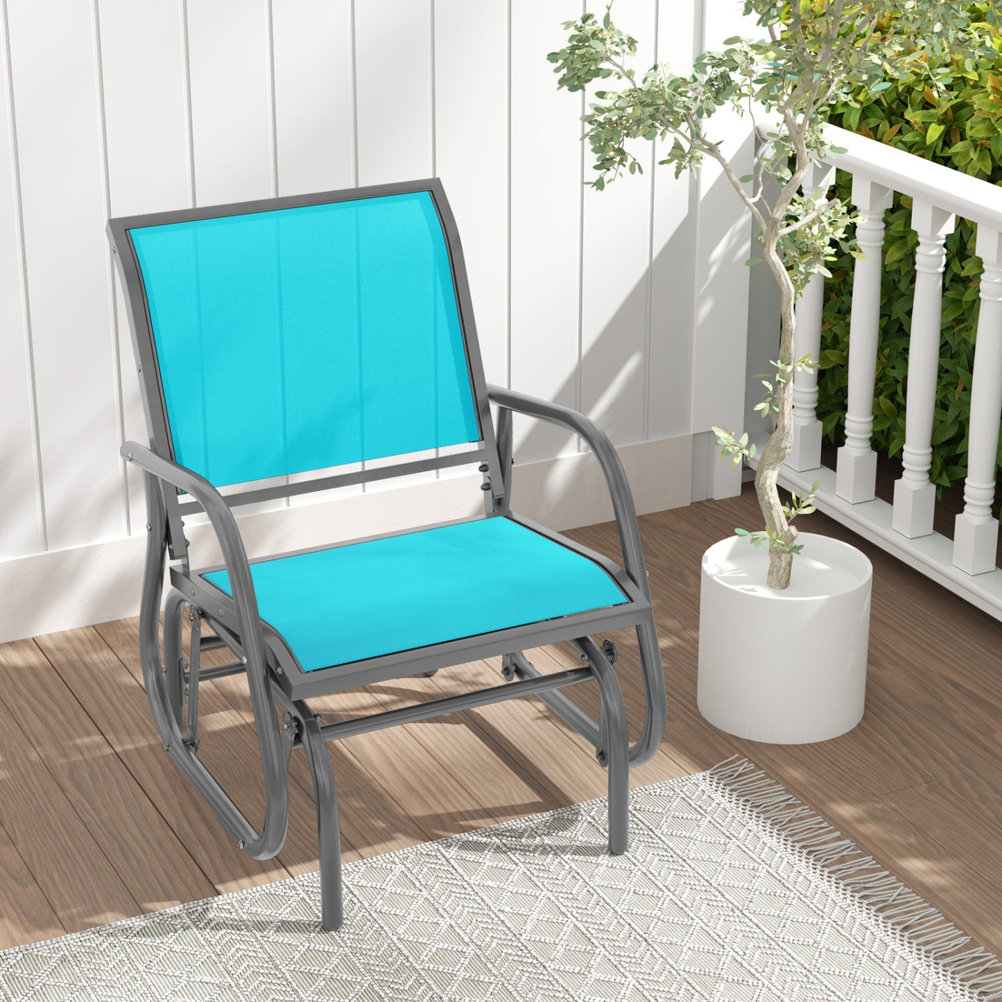 Outdoor Swing Glider Rocking Chair with Armrests
