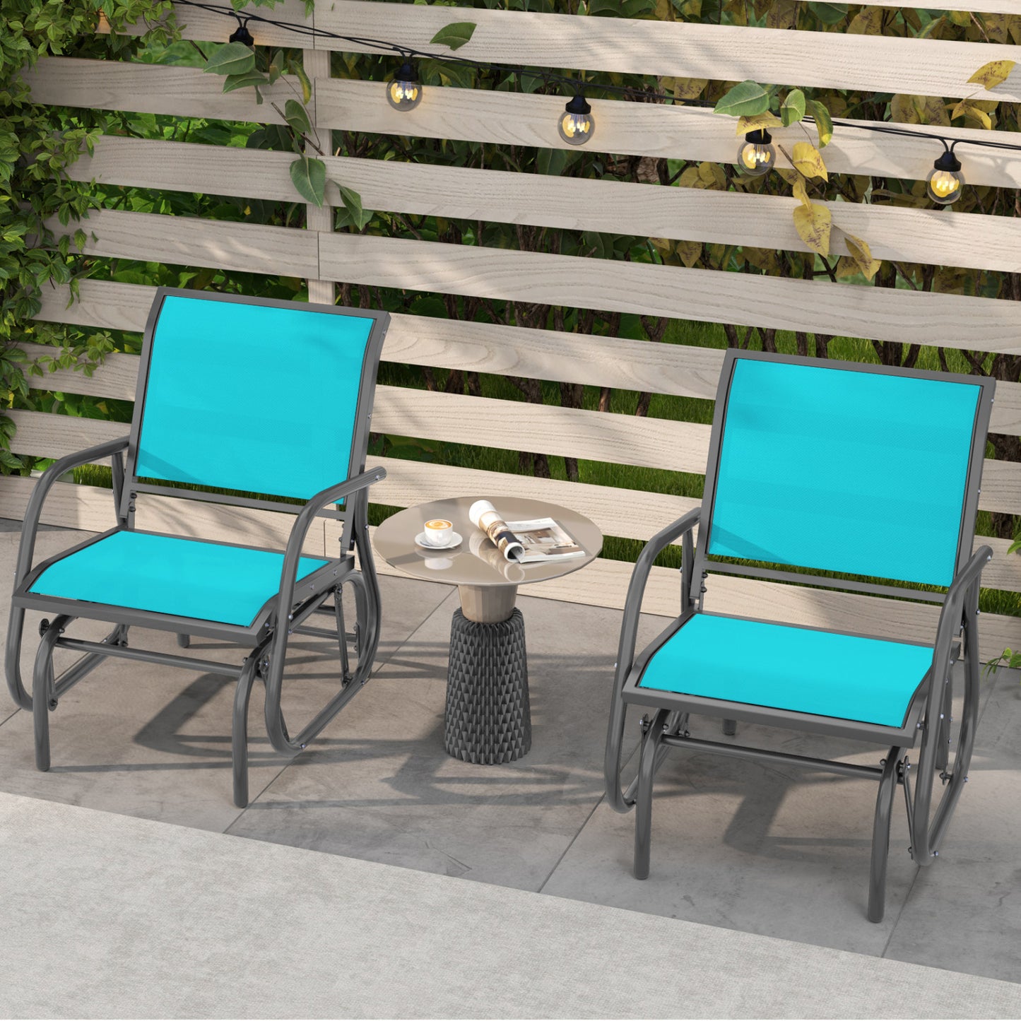Outdoor Swing Glider Rocking Chair with Armrests